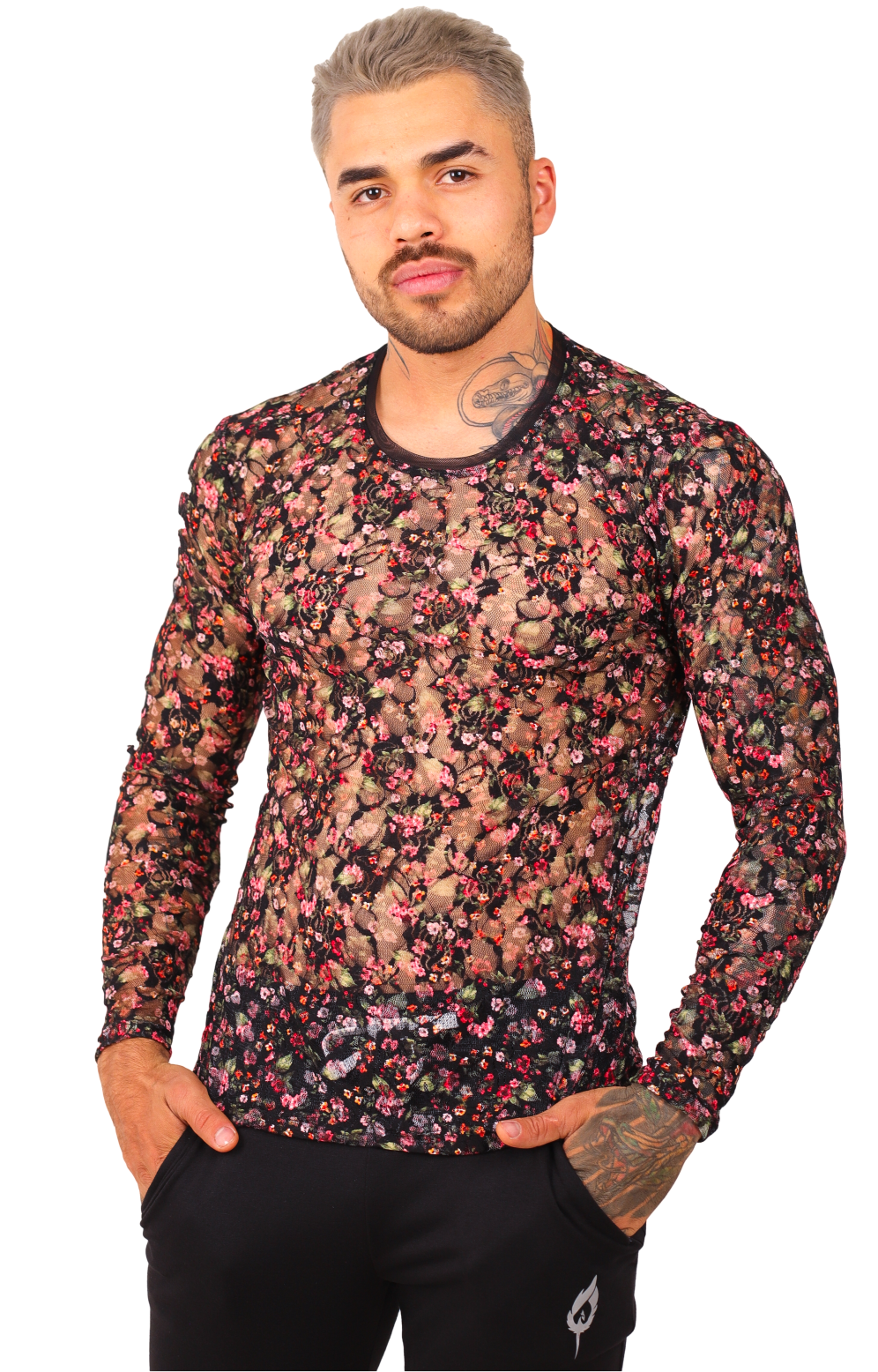 Playera Manga Larga Transparencia Flores - Fenix Fit Mexico  