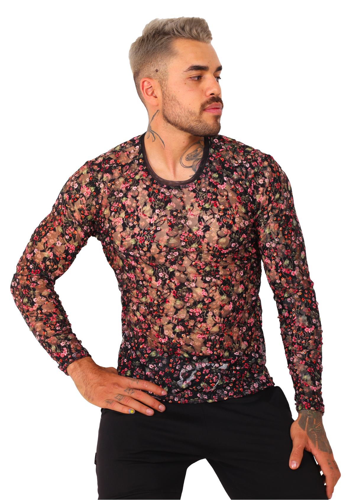 Playera Manga Larga Transparencia Flores - Fenix Fit Mexico  