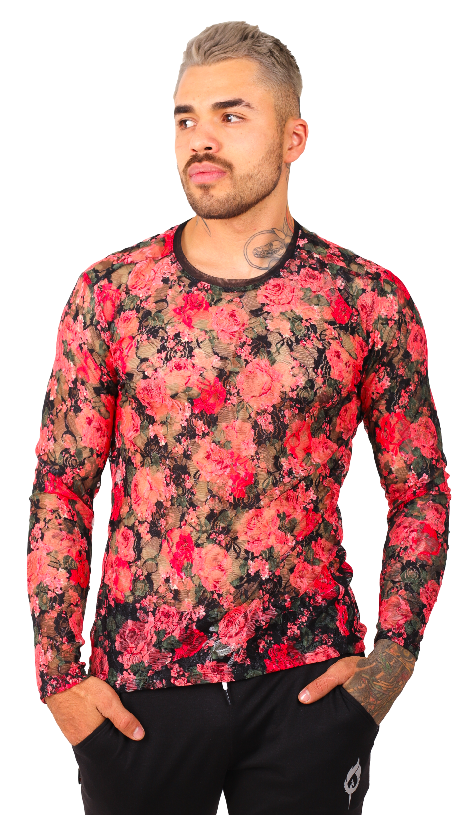 Playera Manga Larga Transparencia Flores - Fenix Fit Mexico  