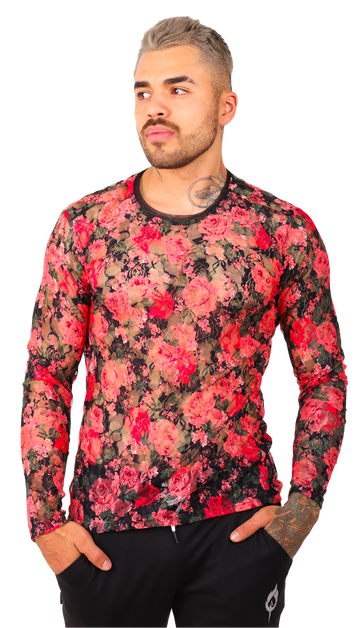 Playera Manga Larga Transparencia Flores - Fenix Fit Mexico  