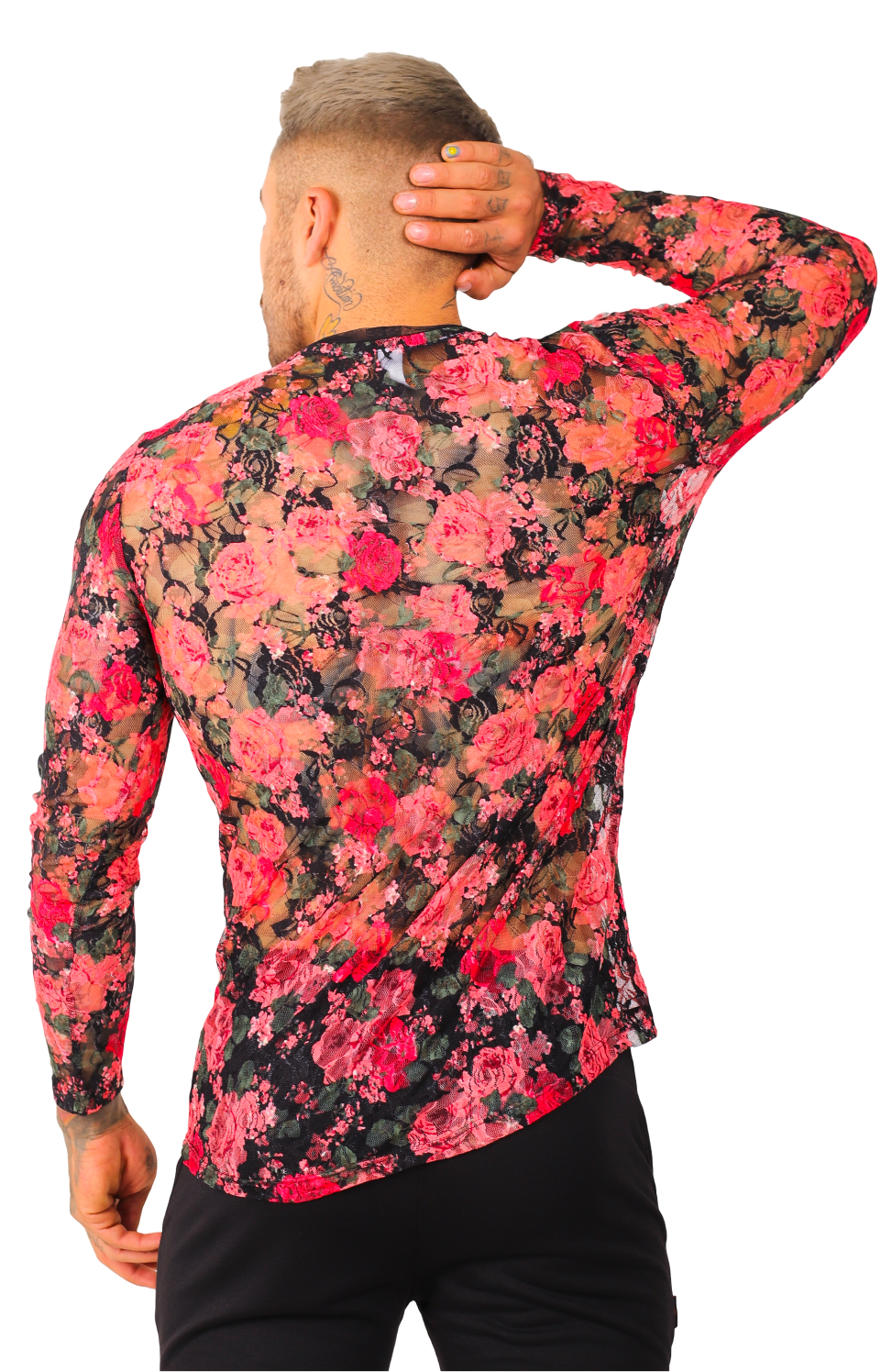 Playera Manga Larga Transparencia Flores