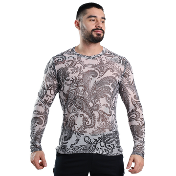Playera Manga Larga Transparencia Estampada