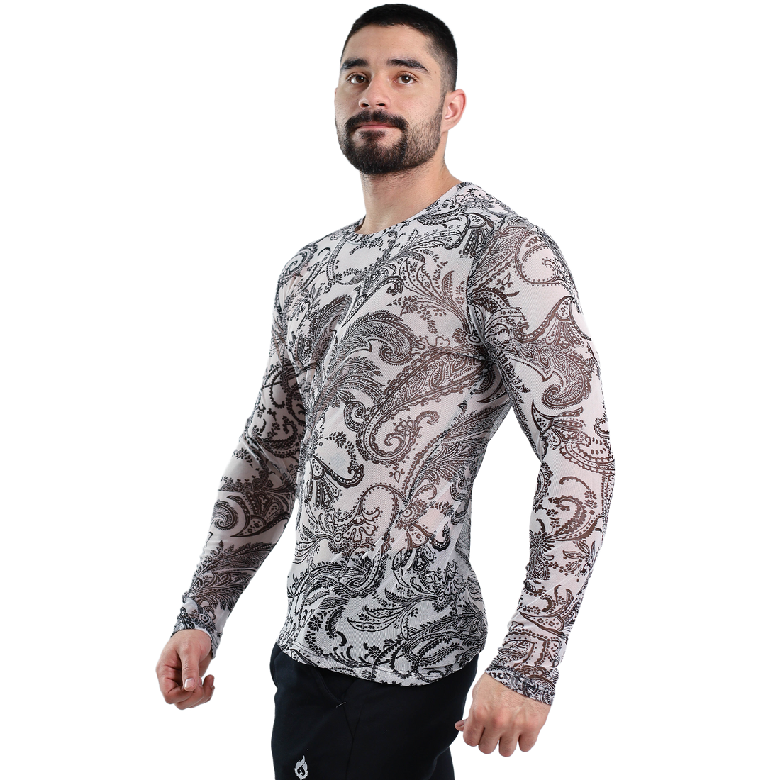 Playera Manga Larga Transparencia Estampada