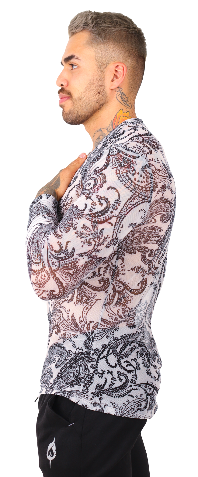 Playera Manga Larga Transparencia Estampada - Fenix Fit Mexico  