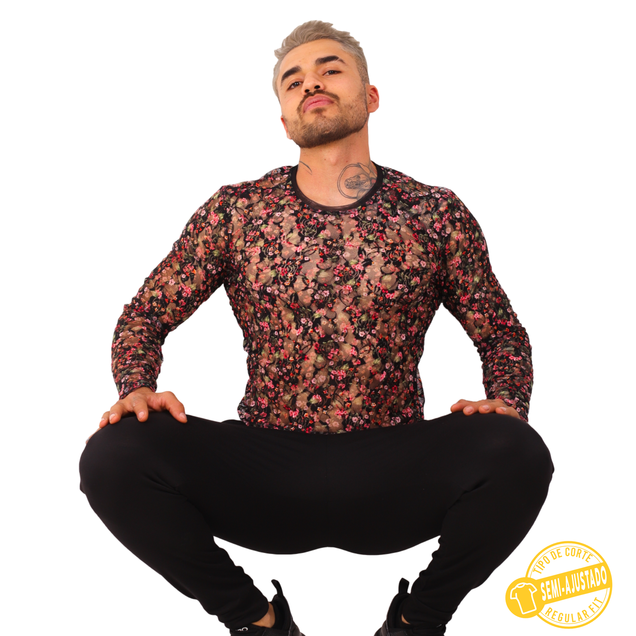 Playera Manga Larga Transparencia Flores - Fenix Fit Mexico  