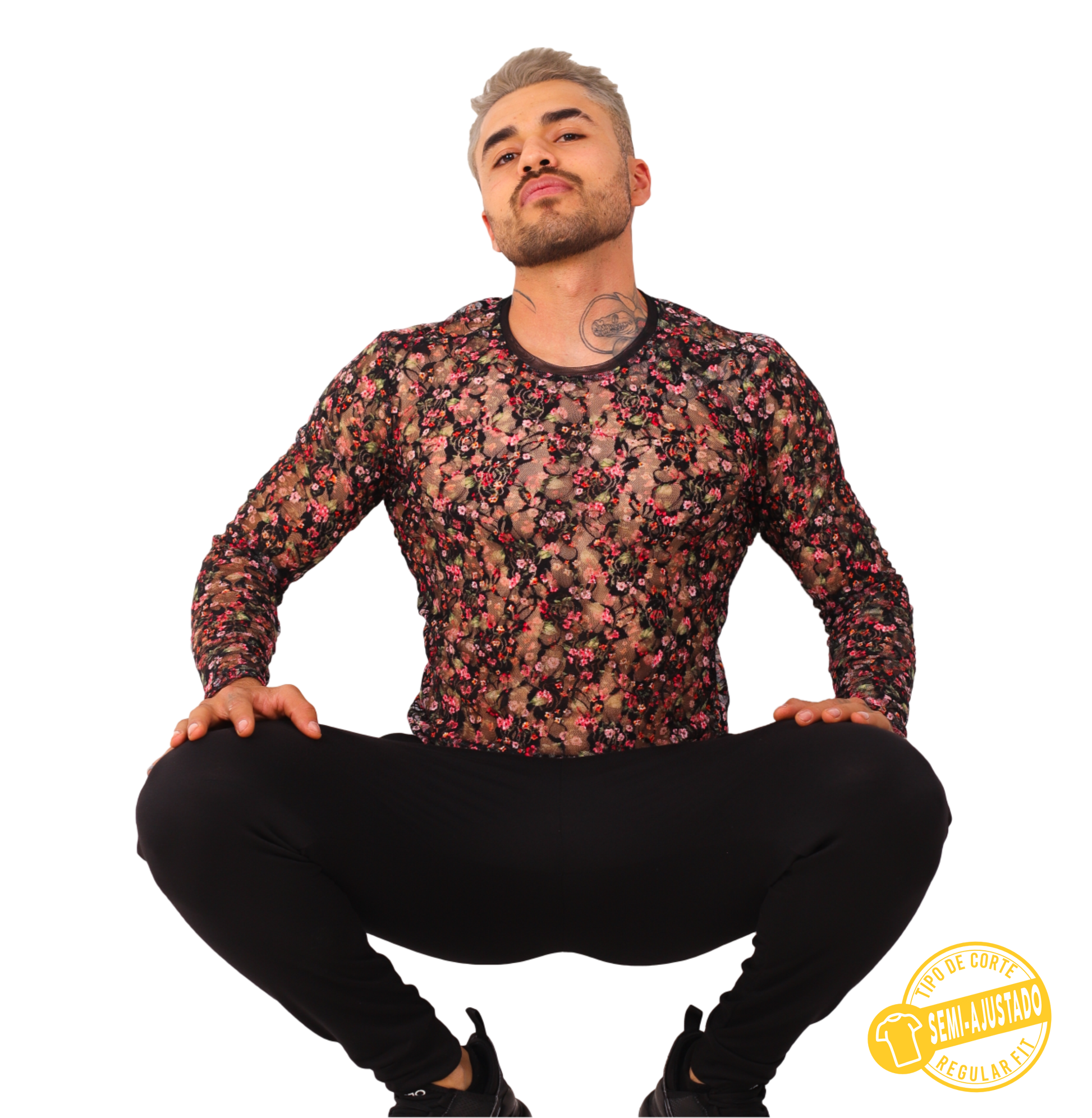 Playera Manga Larga Transparencia Flores - Fenix Fit Mexico  