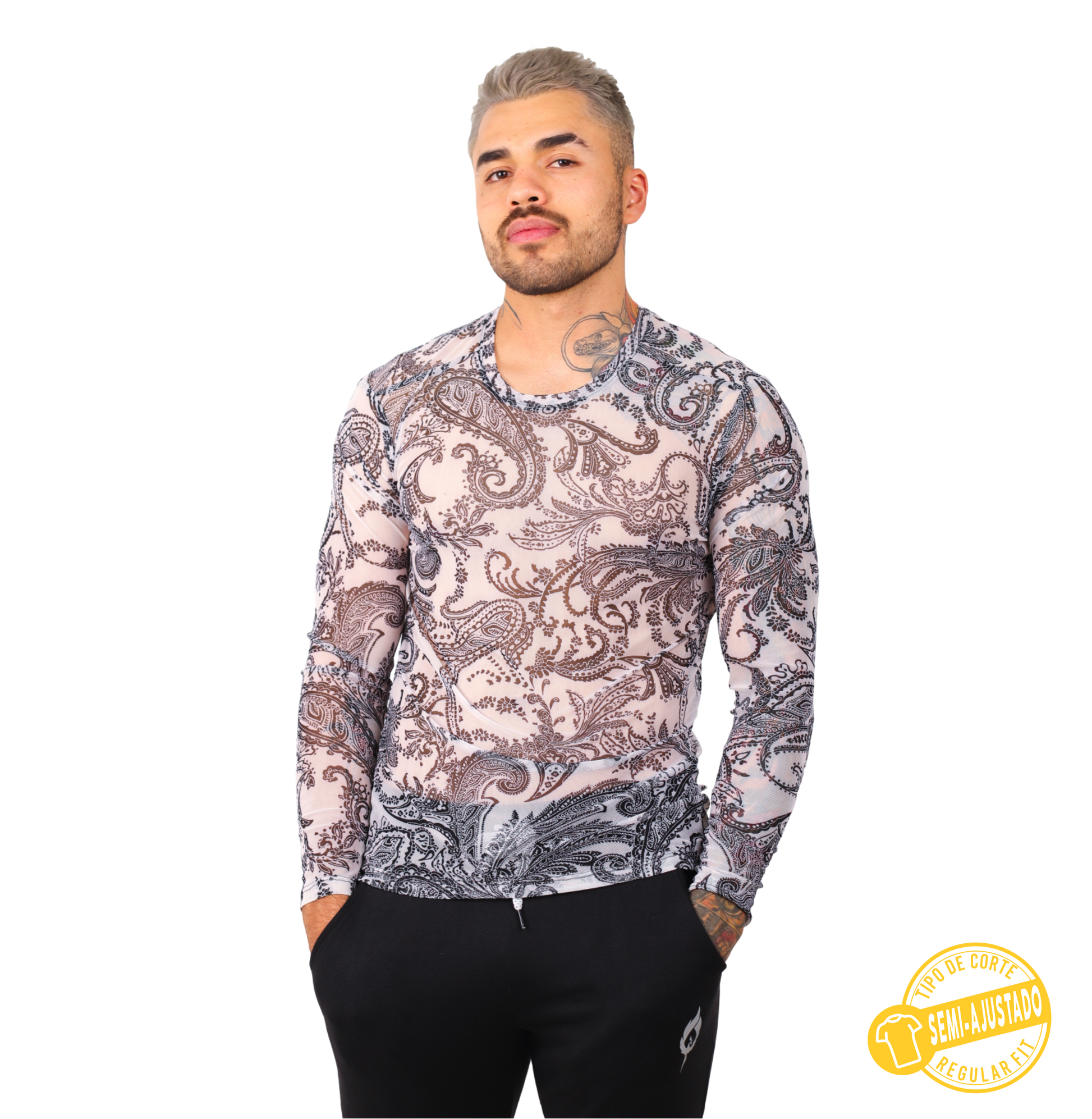 Playera Manga Larga Transparencia Estampada - Fenix Fit Mexico  